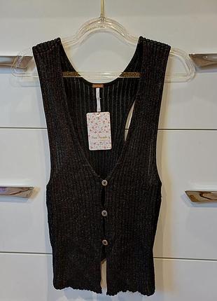 Жилет жіночий free people seascape vest темно коричневий майже чорний.