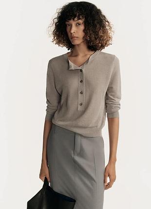 Жіночий трикотажний светр zara сіро-бежевий, розмір s
