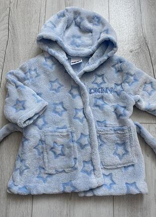 Халат для дітей dkny флісовий блакитний із зірками