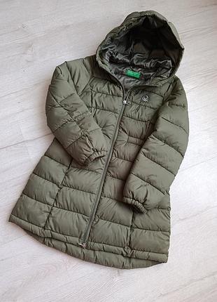Пальто для дівчинки benetton хакі, демісезонне, на зріст 140 см