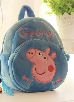 Блакитний велюровий рюкзак  свинка пеппа peppa pig