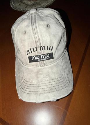 Бейсболка жіноча miu miu джинсова сіра