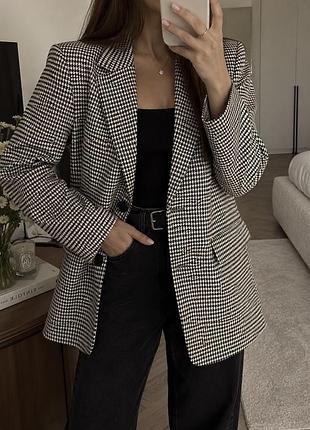 Жакет жіночий zara чорно-білий у гусячу лапку