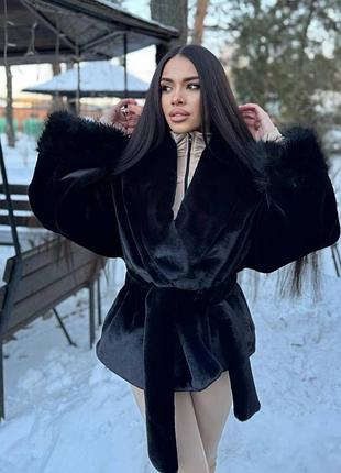 Шуба эко мех оверсайз черная