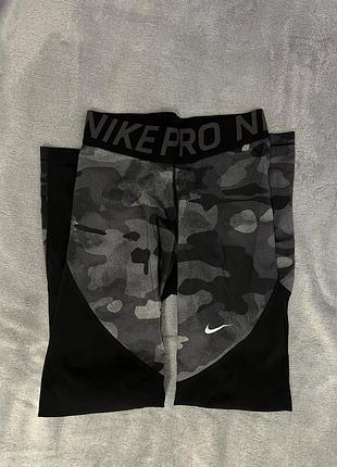 Лосіни жіночі nike pro чорні з камуфляжним принтом