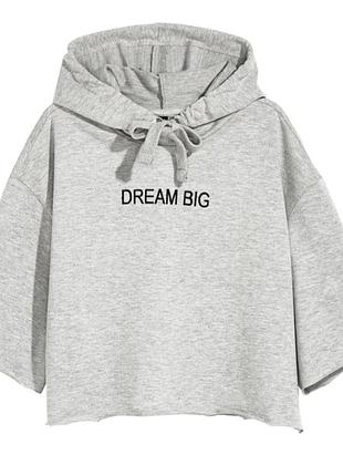 Худі жіноче сіре з написом dream big