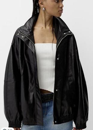 Куртка бомбер кожаный bershka 2