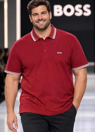 Мужское поло boss красное 3xl хлопок