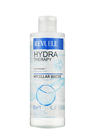 Міцелярна вода 5 в 1 для обличчя, повік та губ revuele hydra therapy intense, 400 мл