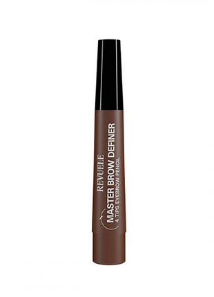 Маркер для бровей с эффектом микроблейдинга revuele 4 tips eyebrow pencil коричневый