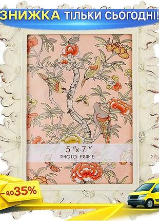 Ku фоторамка montacute flowers universal fit для фото 13х18см белый антик декор для дома и офиса украш uni2l_k