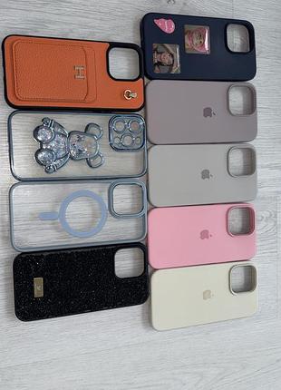 Чохол для iphone 14 pro max. силіконові чохли/100 грн один, оранжевий та з ведмедиком/по 250 грн, голубенький та з камінчиками/в подарунок❤️