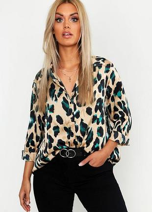 Блуза жіноча boohoo атласна леопардова розмір 20