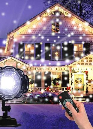 Світлодіодний лазерний проектор star shower snow, будинок + вулиця, кронштейни, waterproof