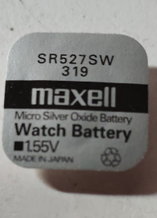 Батарейка для годинників maxell sr527sw (319) 1.55v  срібно-цинкова