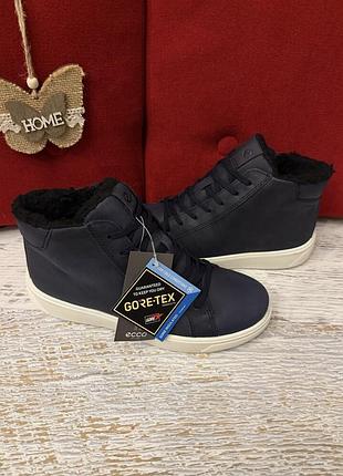 Зимние кожаные фирменные ботинки ecco gore-tex 37р.