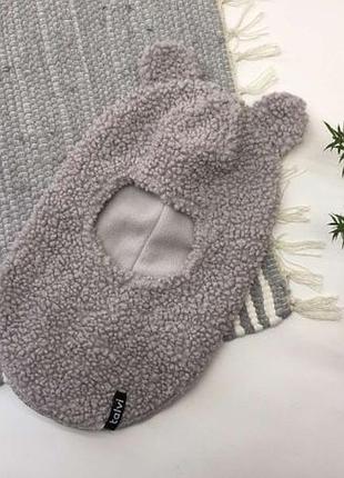 Шапка-шолом дитяча talvi teddy сіра з вушками, розмір 46