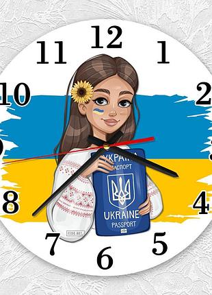 Часы настенные девушка с паспортом (принт 12)