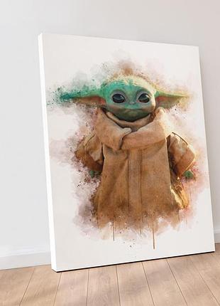 Маленький йода холст baby yoda полотно star wars картина на полотні йода на білому тлі йода полотно йода каріна m: 40x60