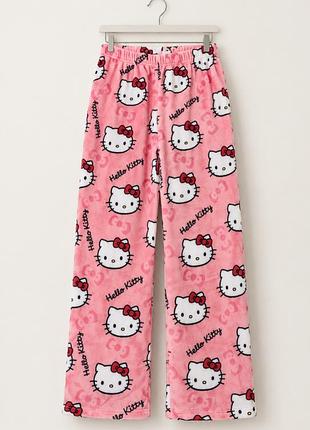 Теплі піжамні штани hello kitty рожеві xs/s