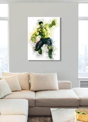Халк супер герой картина на холсте картина-постер мстители месники зеленый человек марвел декор в комнату l:80x60