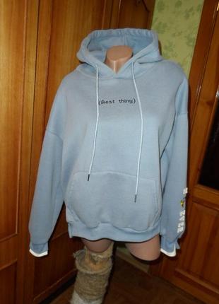 Тепле жіноче худі айлі l-xl на флісі кофта светр із капюшоном 100% котон