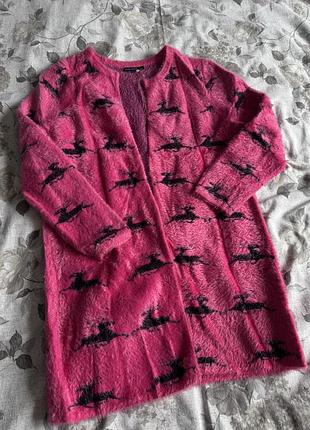 Кардиган жіночий рожевий з тваринним принтом