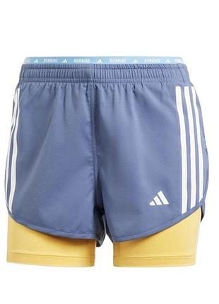 Спортивні шорти жіночі adidas own the run 3-stripes 2-in-1 сині