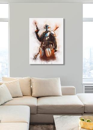 Серіал мандалорець холст star wars картина на полотні mandalorian герой на білому тлі друк на полотні картина l: 60x80