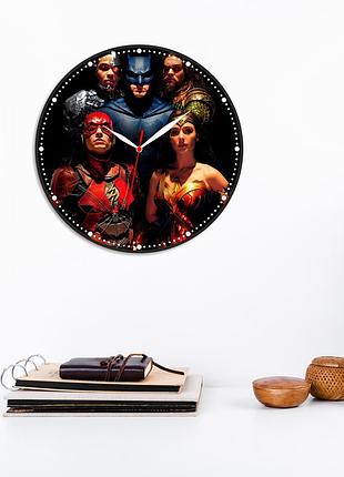 Годинник ліга справедливості justice league круглий друкований годинник на стіну настінний годинник 30 см