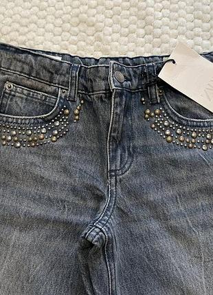Широкі джинси zara на дівчинку 9/10 років, джинси zara для дівчинки джинси з заклепками по боках; бренд zara. 9