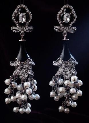 Серьги- люстры «nuit de perles» - «ночь жемчуга», интерпретация ch( cc), 6,7 см