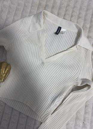 Лонгслів жіночий h&m молочний в рубчик