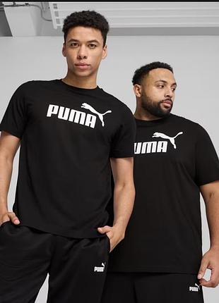 Футболка чоловіча puma essentials no. 1 logo tee men чорна, розміри l, xl
