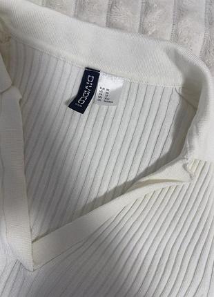 Лонгслів жіночий h&m молочний в рубчик 2
