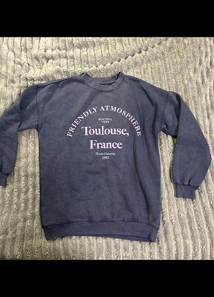 Світшот жіночий з написом toulouse, france, синій
