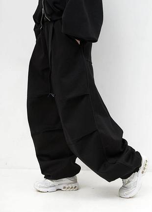 Брюки унісекс howarstudio baggy parachute pants чорні, розмір l