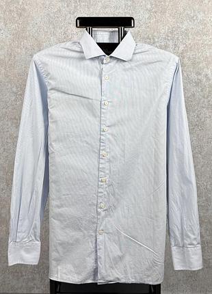 Сорочка чоловіча hackett london poplin micro stripe біло-блакитна