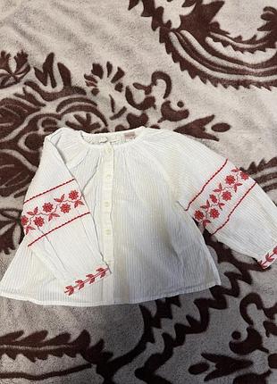Вишиванка для дівчинки zara біла з червоною вишивкою