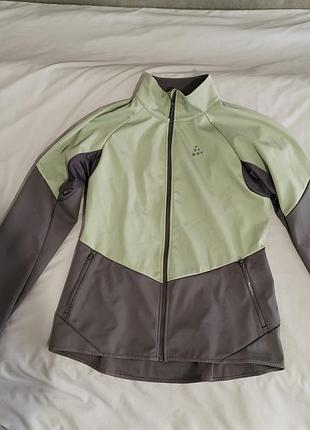 Куртка жіноча спортивна craft glide woman's jacket софтшелл, салатовий, сірий