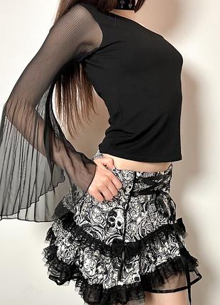 Вінтажна чорна блуза кофта топ на одне плече вінтаж miss sixty vintage авангард готика gothic