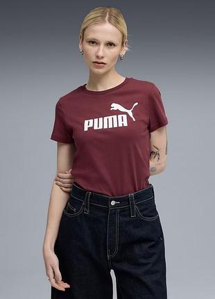 Жіноча футболка puma essentials logo tee бордова розмір m