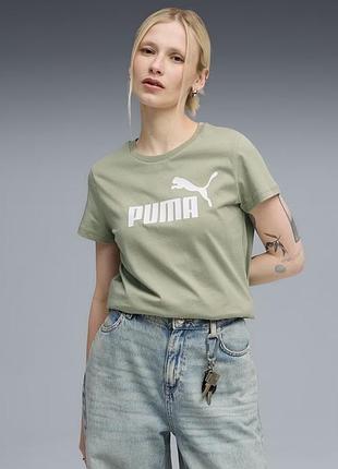 Футболка жіноча puma essentials logo tee оливкова розмір m