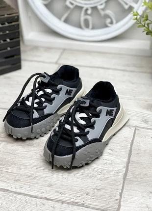 Кросівки для хлопчика new balance утеплені, чорно-сірі