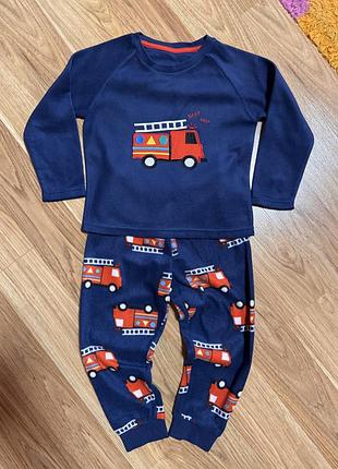 Matalan піжама для хлопчика флісова синя з пожежними машинками 2-3 роки