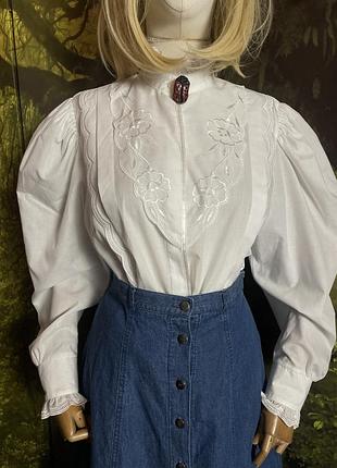 Австрія вінтажна біла блуза сорочка вільного фасону victorian edwardian romantic vintage cottagecore