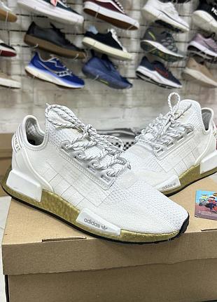 Жіночі кросівки adidas nmd_r1 v2 gold boost спортивні для бігу тренувань залу мʼякі оригінал білі текстиль легкі бігові бу 41-42 р стильні комфортні