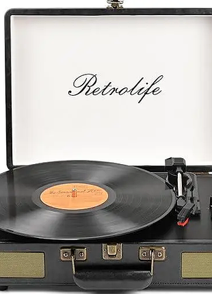 Програвач платівок vintage suitcase turntable r610 bluetooth портативна валіза для музики з динаміками