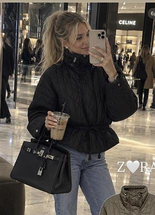 Жіноча стьобана куртка zara чорного кольору оригінал