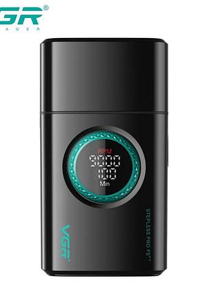 Электробритва vgr v-377 black шейвер, двойное лезвие, регулировка мощности 7000-9000 rpm, led display